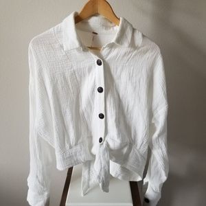 Free People Button tie front shirt